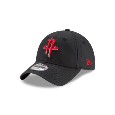 Black Houston Rockets Hat - New Era NBA Waxed Canvas 9TWENTY Adjustable Caps USA7284190